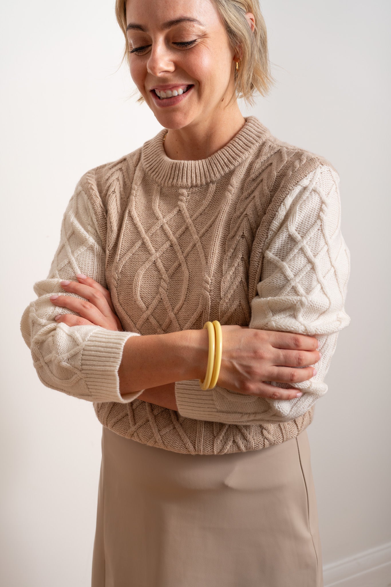 Pale Oat/Ivory Merino Autumn Pullover