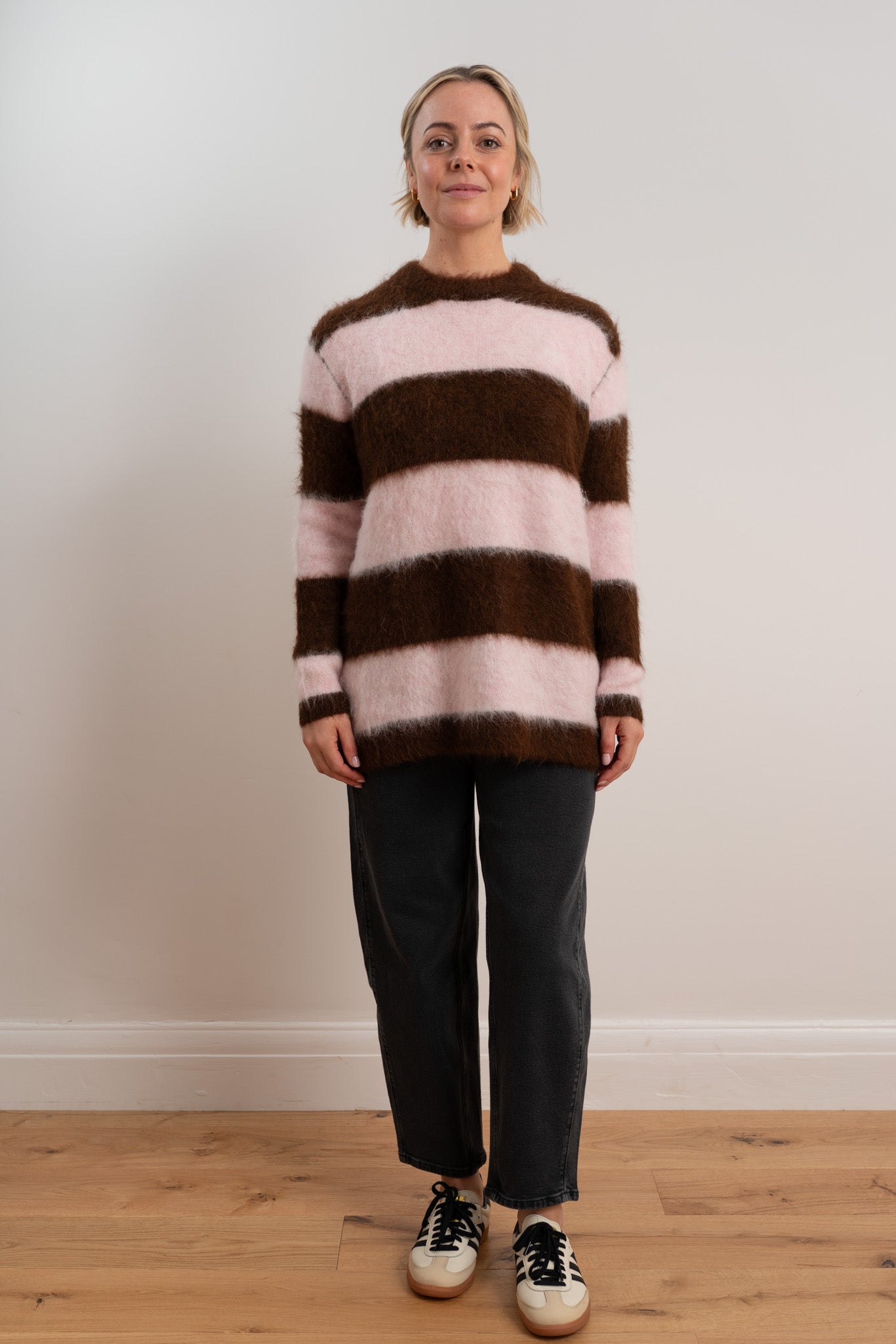 Chocolate/Pink Brushed Oversized pullover