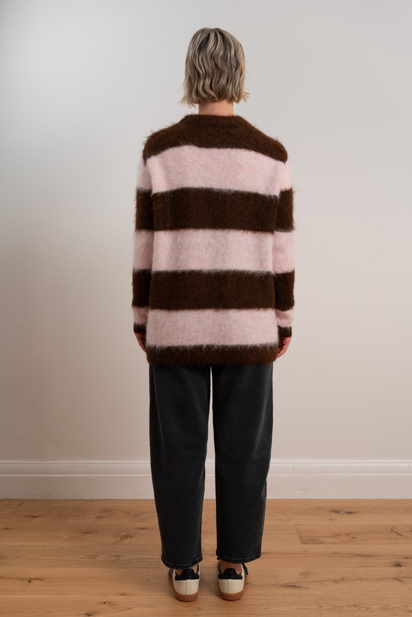 Chocolate/Pink Brushed Oversized pullover