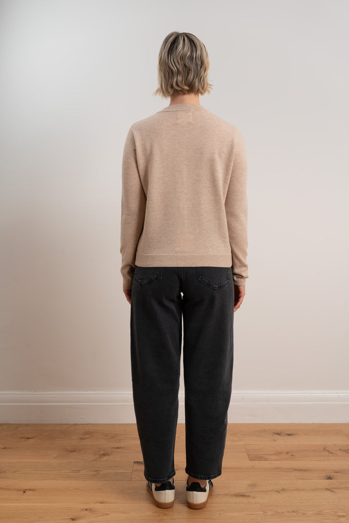 Pale Oat Merino Fine Cardigan