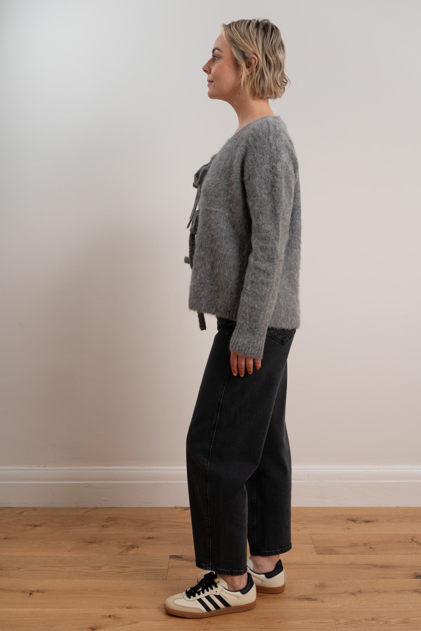 Charcoal Bow Cardigan