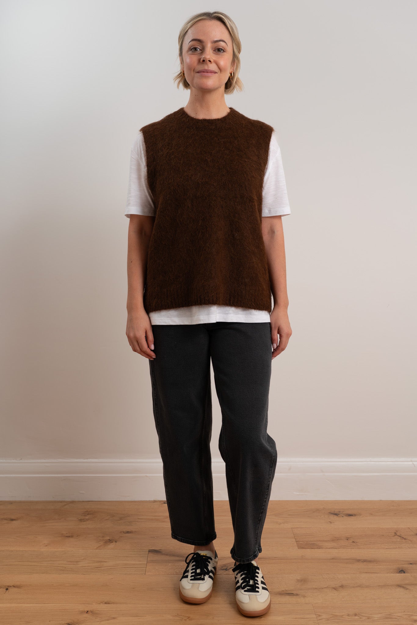 Chocolate Brushed Crew Vest