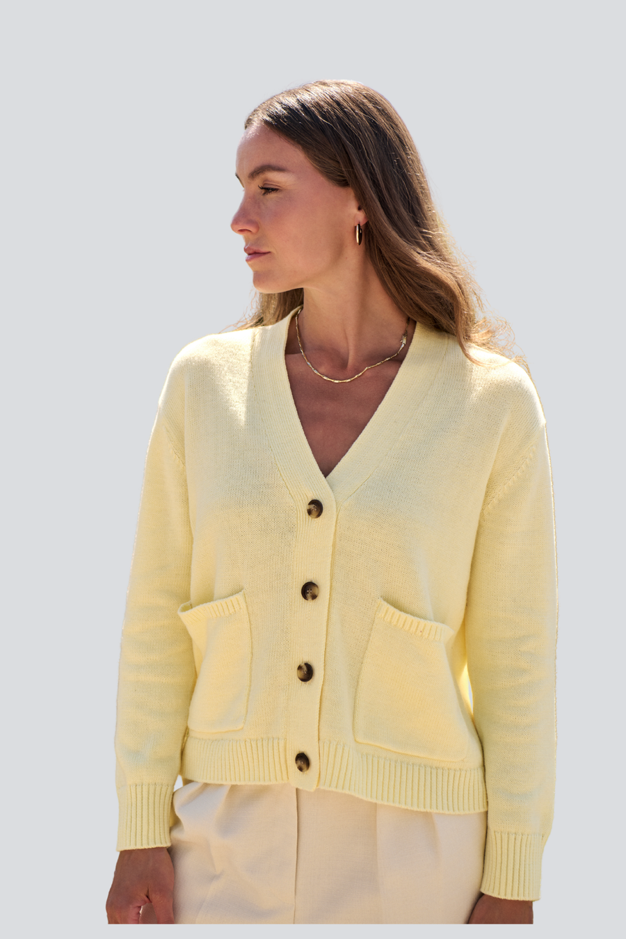Lemon Button Down Cardigan