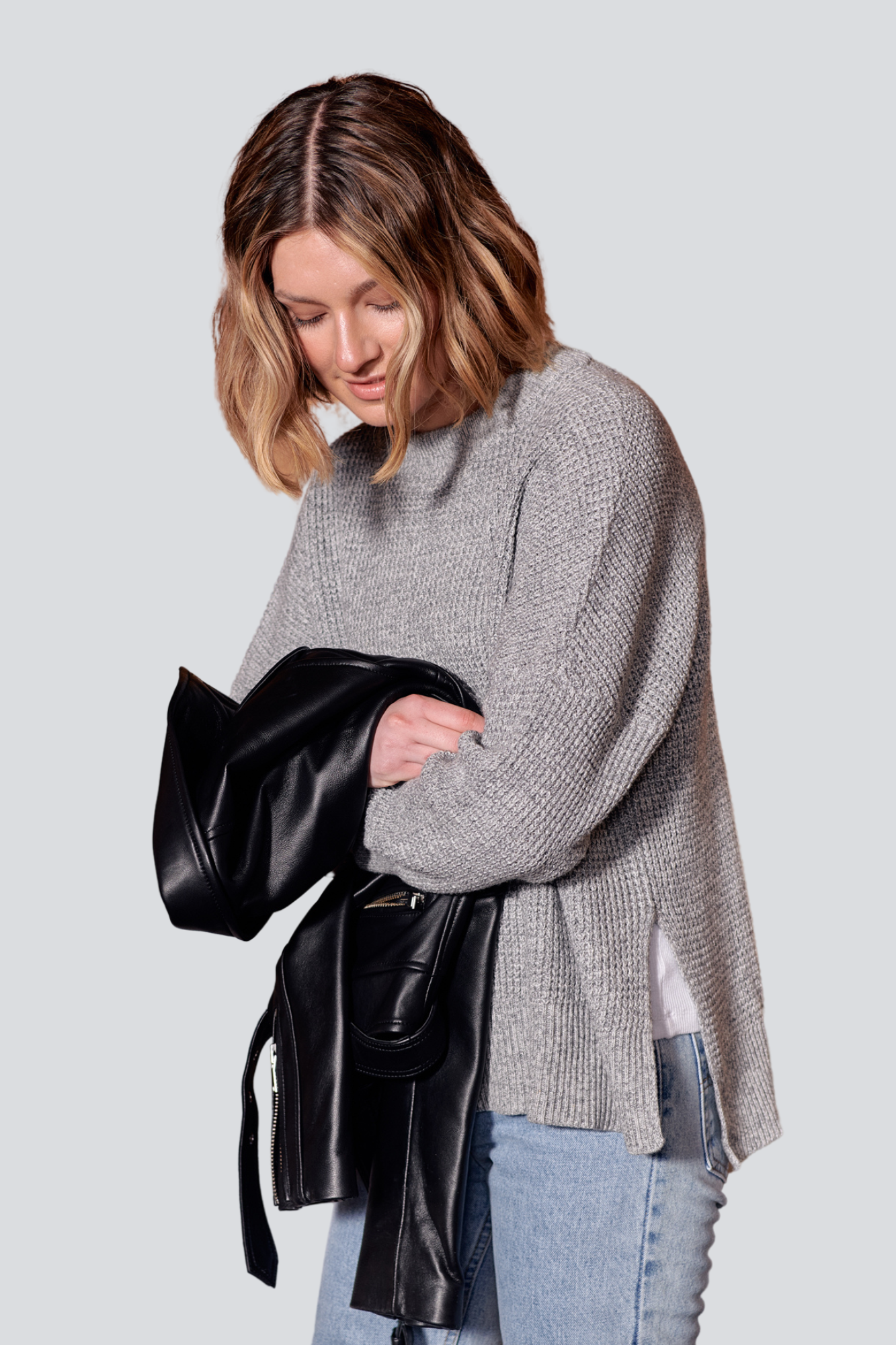 Grey Waffle Seven Pullover