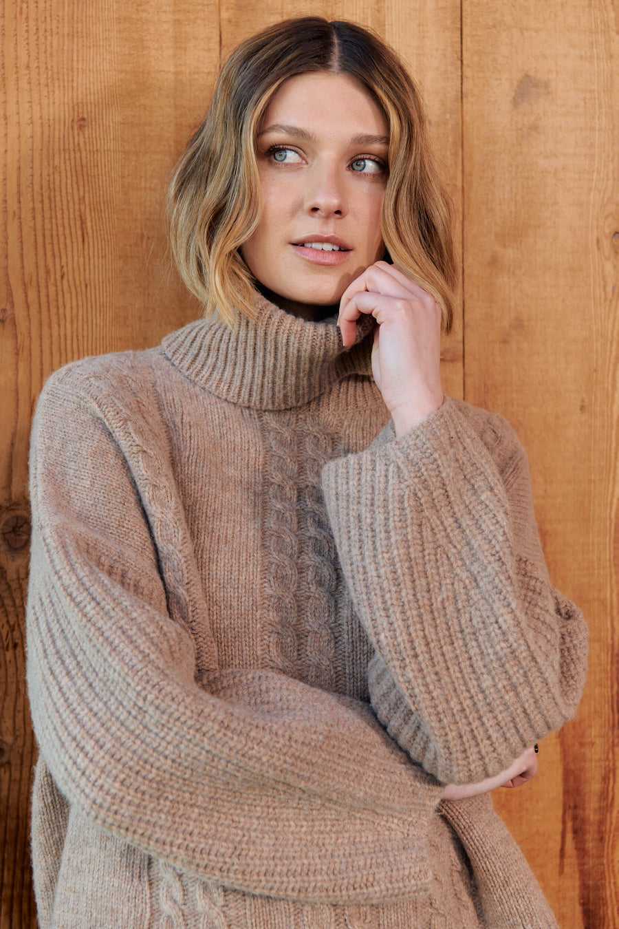 Taupe Olive Roll Neck